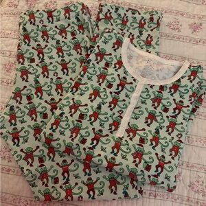 Women’s Roller Rabbit Monkey Print Pajamas - Green and Red